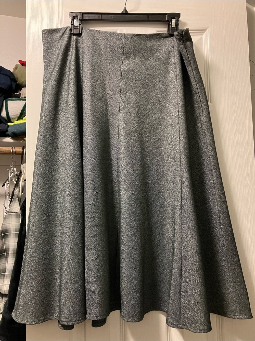 Jones New York Gray Midi Flare Skirt